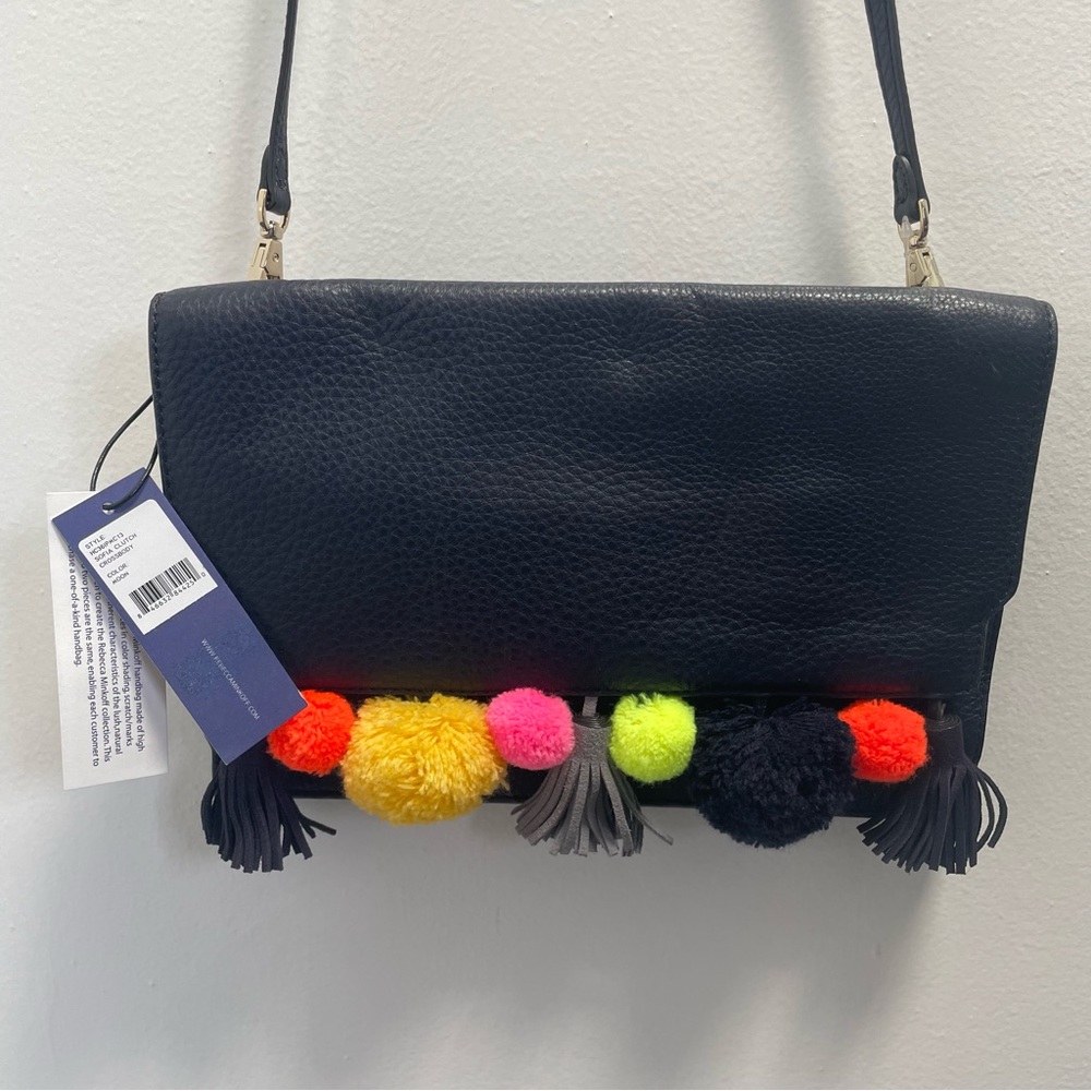 Rebecca Minkoff Sofia Pom Bag in Black Pebble Leather NWT